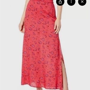 Free People Red Floral Skirt